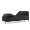 Chaise longue Pergy in tessuto nero imbottito