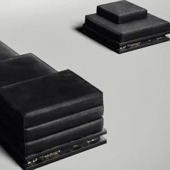 Chaise Lounge AR13 in legno e marmo Marquina nero
