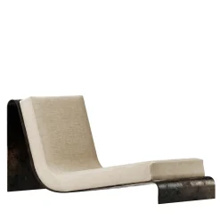 Chaise scultorea AR11-V1 in bronzo con cuscino in lino
