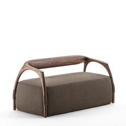 Chassis Divano con Struttura in Legno e Rivestimento in Tessuto Marrone