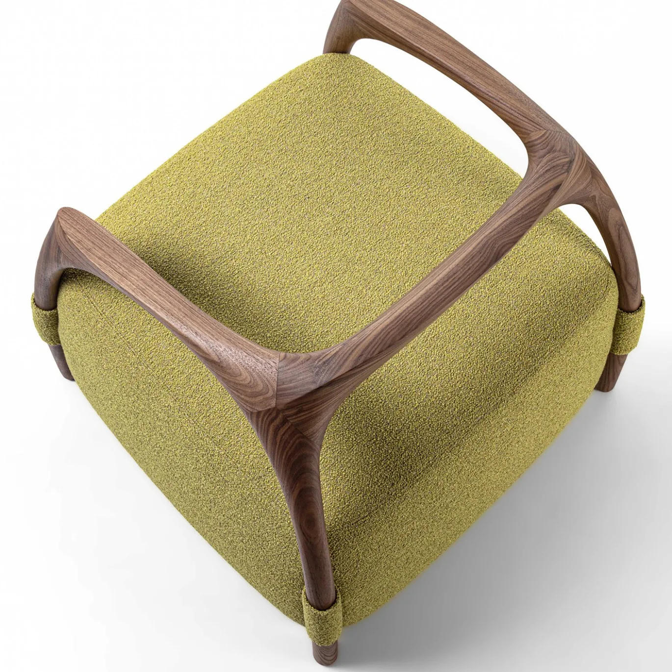 Chassis Poltrona con Struttura in Legno e Rivestimento in Tessuto Verde