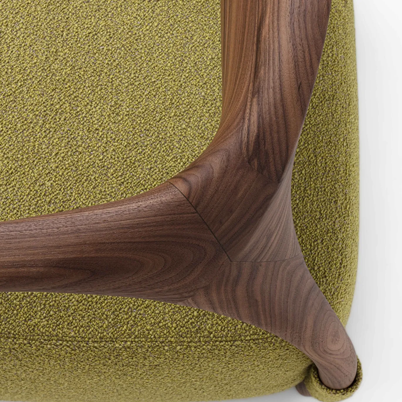 Chassis Poltrona con Struttura in Legno e Rivestimento in Tessuto Verde