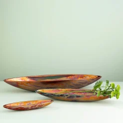 Ciotola Centro Tavola in Ceramica a Forma di Barca Media Riflesso