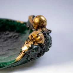 Ciotola centrotavola L'Abbraccio Verdigris & Gold
