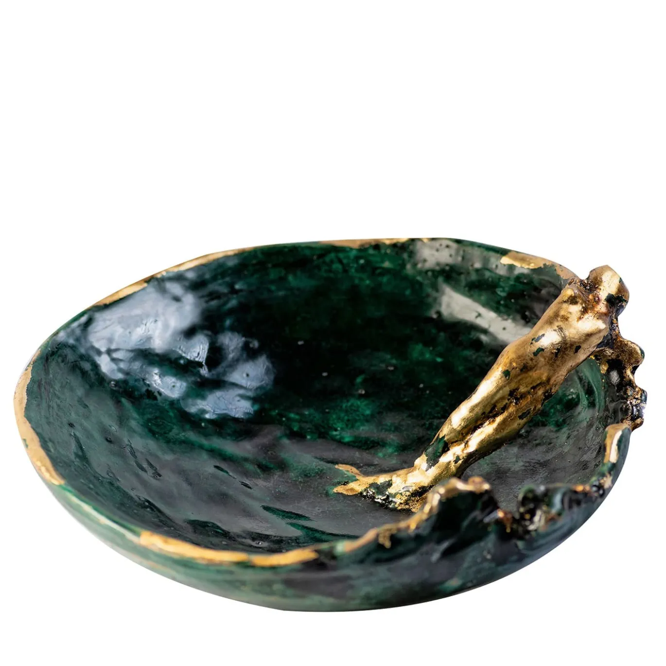 Ciotola centrotavola Verdigris e oro di Fusione D'Amore