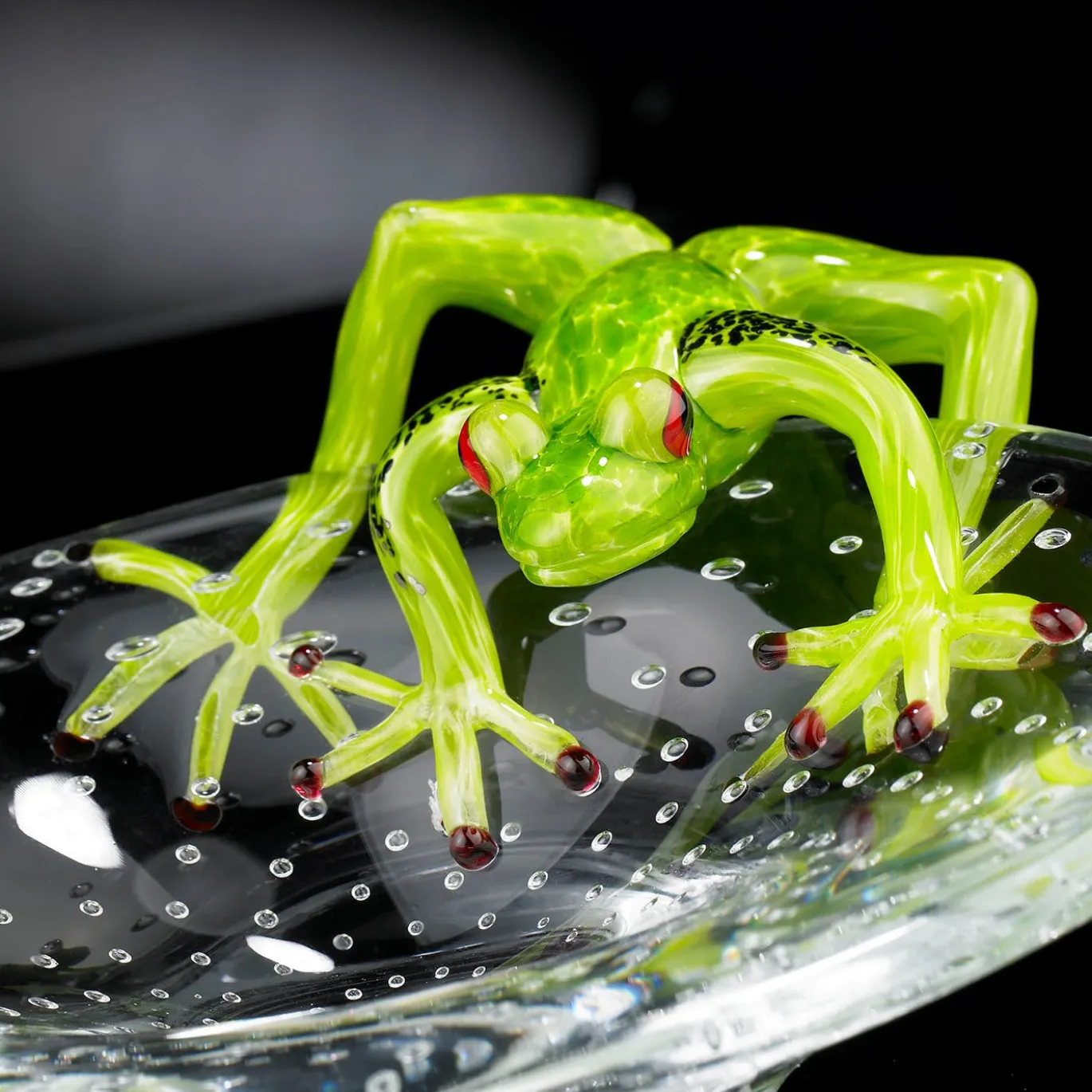 Ciotola rotonda con rana verde