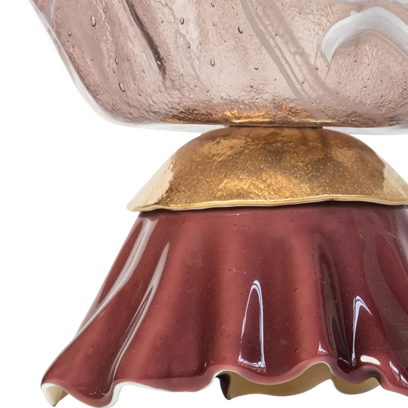 Ciotola Scultorea Ballarina in Vetro di Murano oro e rosa Effetto Marmo