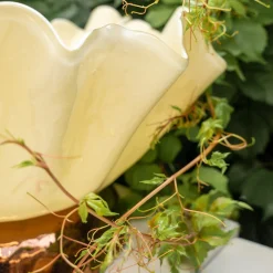 Ciotola Scultorea Ballarina In Vetro Di Murano Oro Rosso e Crema Effetto Marmo