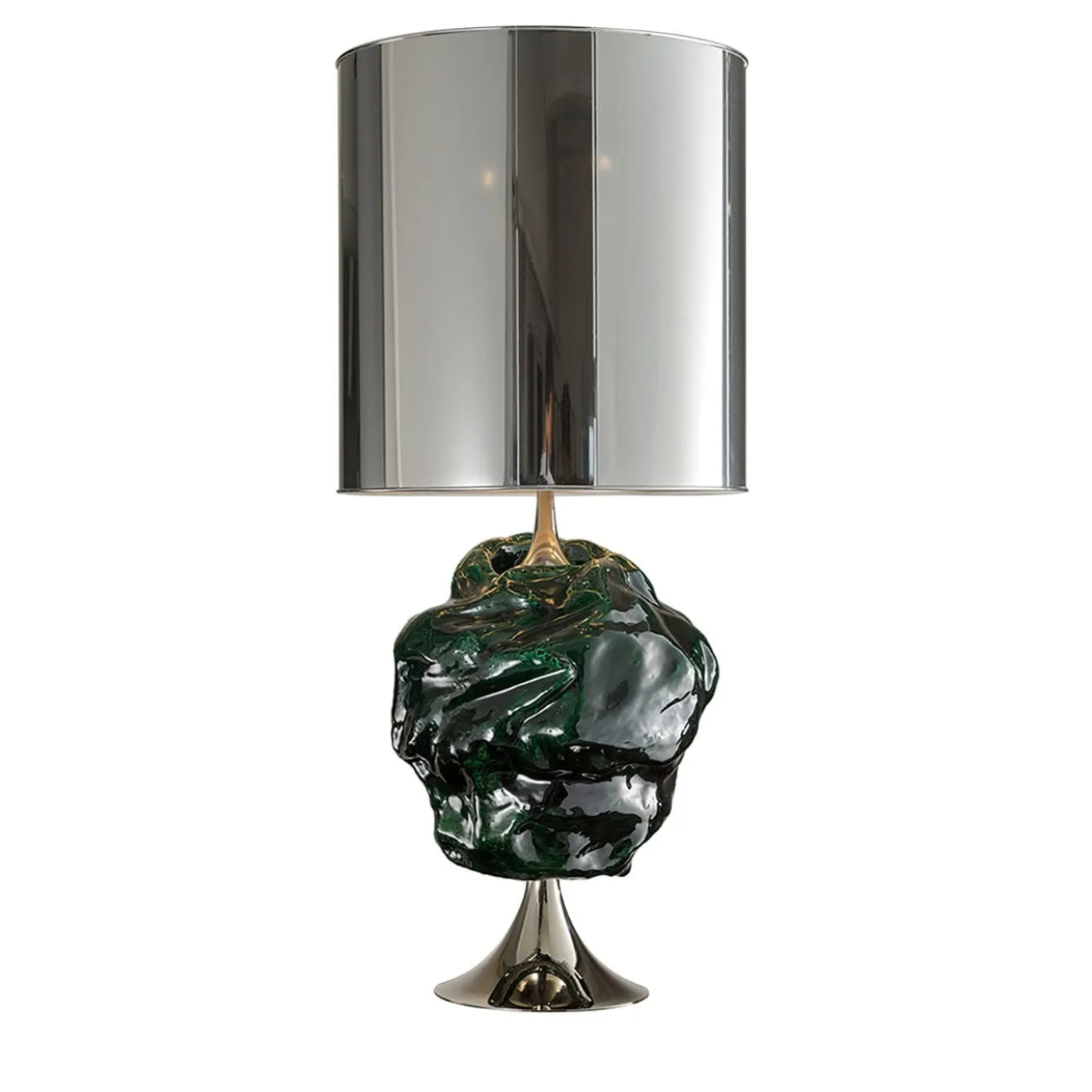 CL2120/AR Lampada da tavolo verde e argentata