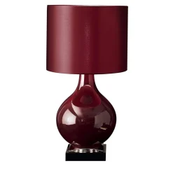CL1876 Lampada a vaso in maiolica rossa e seta