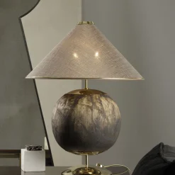 CL2121 Lampada da tavolo in argilla refrattaria e seta