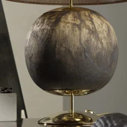 CL2121 Lampada da tavolo in argilla refrattaria e seta
