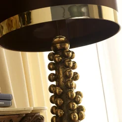 CL1852 Lampada in seta dorata e marrone