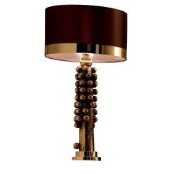 CL1852 Lampada in seta dorata e marrone