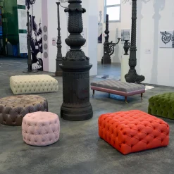 Collezione Malvina - Pouf Capitonnè quadrato piccolo arancione