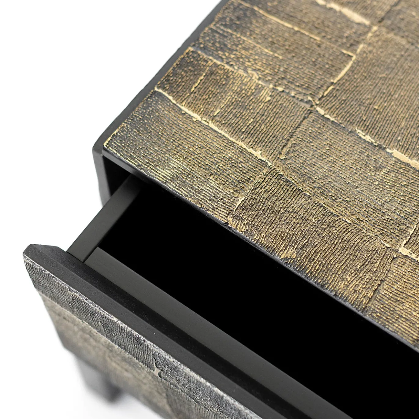Comò in Legno Nero e Oro