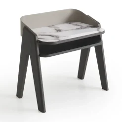 Comodino bavero effetto marmo bianco trinity