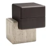 Comodino Brick N con Base in Travertino e Cassetti in Legno Finitura Moka Lucidi