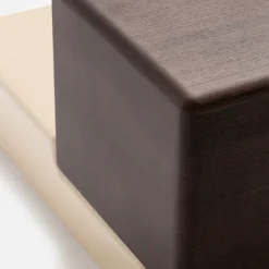 Comodino Brick N con Base Laccata Bianca Fumè e Cassetti in Legno Finitura Moka Lucidi