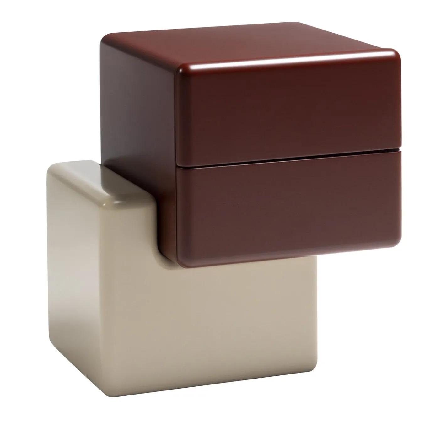 Comodino Brick N in legno laccato bianco Fumè & Rosso Amarone