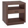 Comodino Carmen con Cassetto in Pelle Marrone