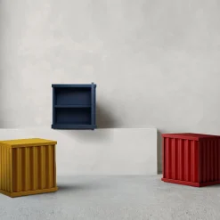 Comodino Curl in MDF Blu Petrolio