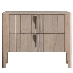 Comodino Domino a 2 cassetti in noce canaletto beige