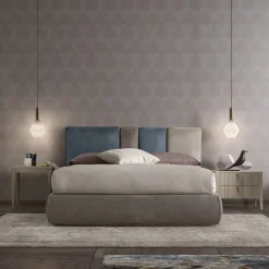 Comodino Domino a 2 cassetti in noce canaletto beige