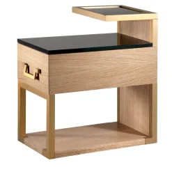 Comodino Durmast con piano in vetro nero di Michele Bonan