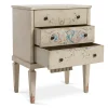 Comodino Fenice Taupe Chiaro con Top Marmorizzato e Motivo Grottesche