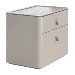 Comodino Kube in pelle color tortora