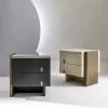 Comodino Outfit Laccato Lucido con Accenti in Bronzo