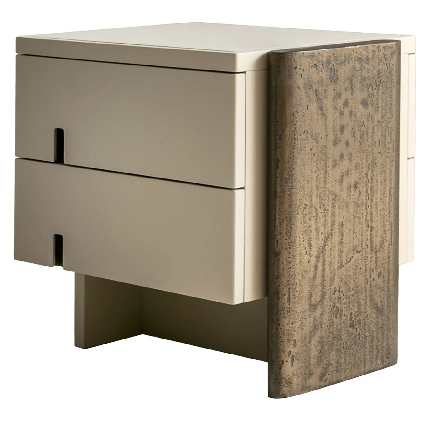 Comodino Outfit Laccato Lucido con Accenti in Bronzo