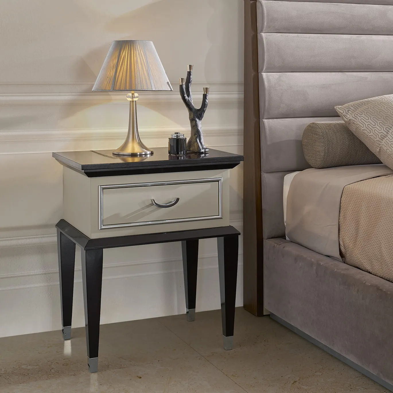 Comodino Penthouse Bianco e Nero