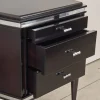 Comodino Vanity nero a 3 cassetti con dettagli cromati