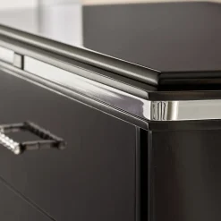 Comodino Vanity nero a 3 cassetti con dettagli cromati