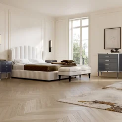 Comodino Vanity nero a 3 cassetti con dettagli cromati