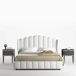 Comodino Vanity nero a 2 cassetti con dettagli cromati