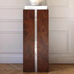 Como in legno di burl e onice bianco
