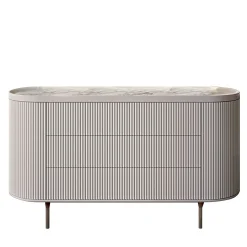 Comò Opale a 3 cassetti bianco canalizzato