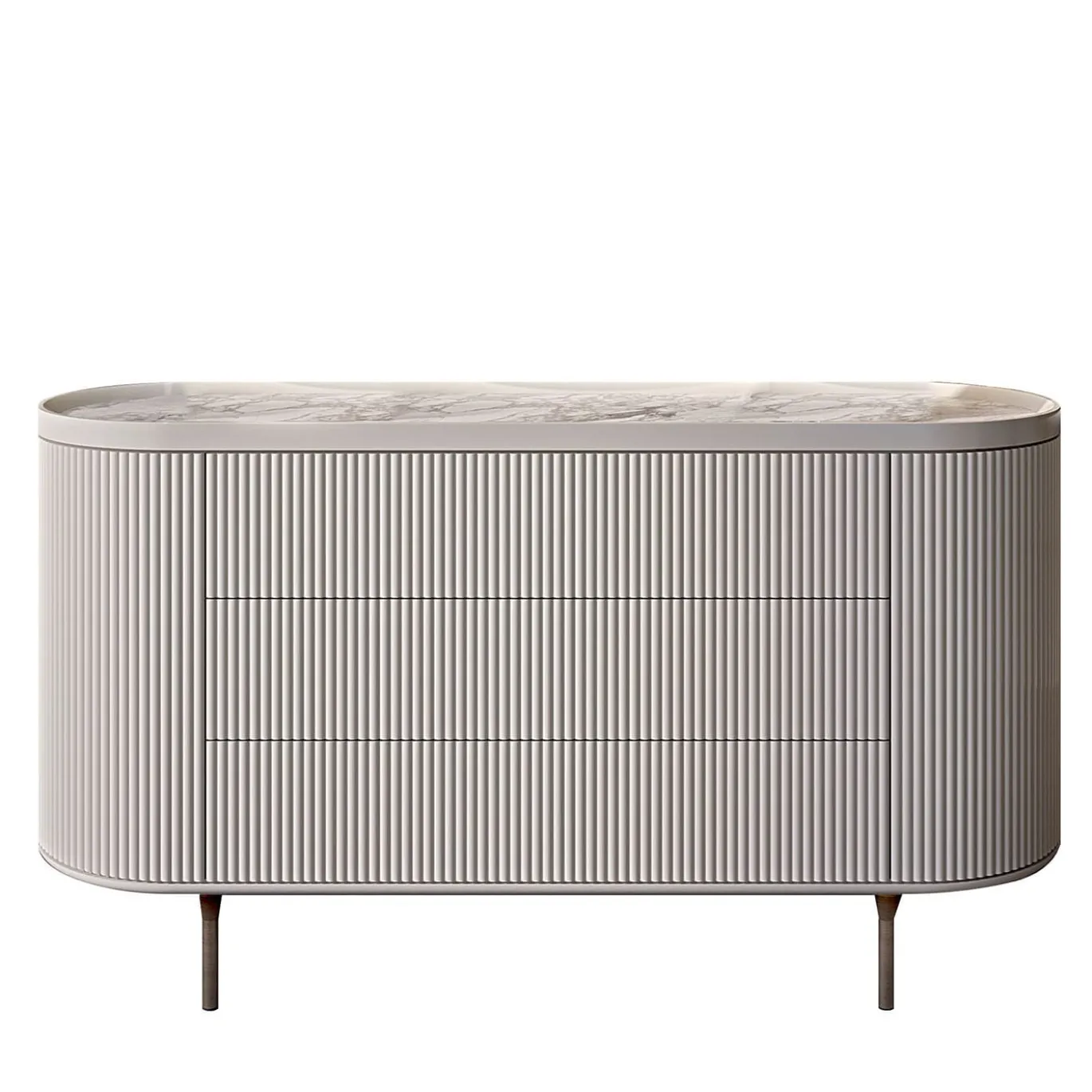 Comò Opale a 3 cassetti bianco canalizzato
