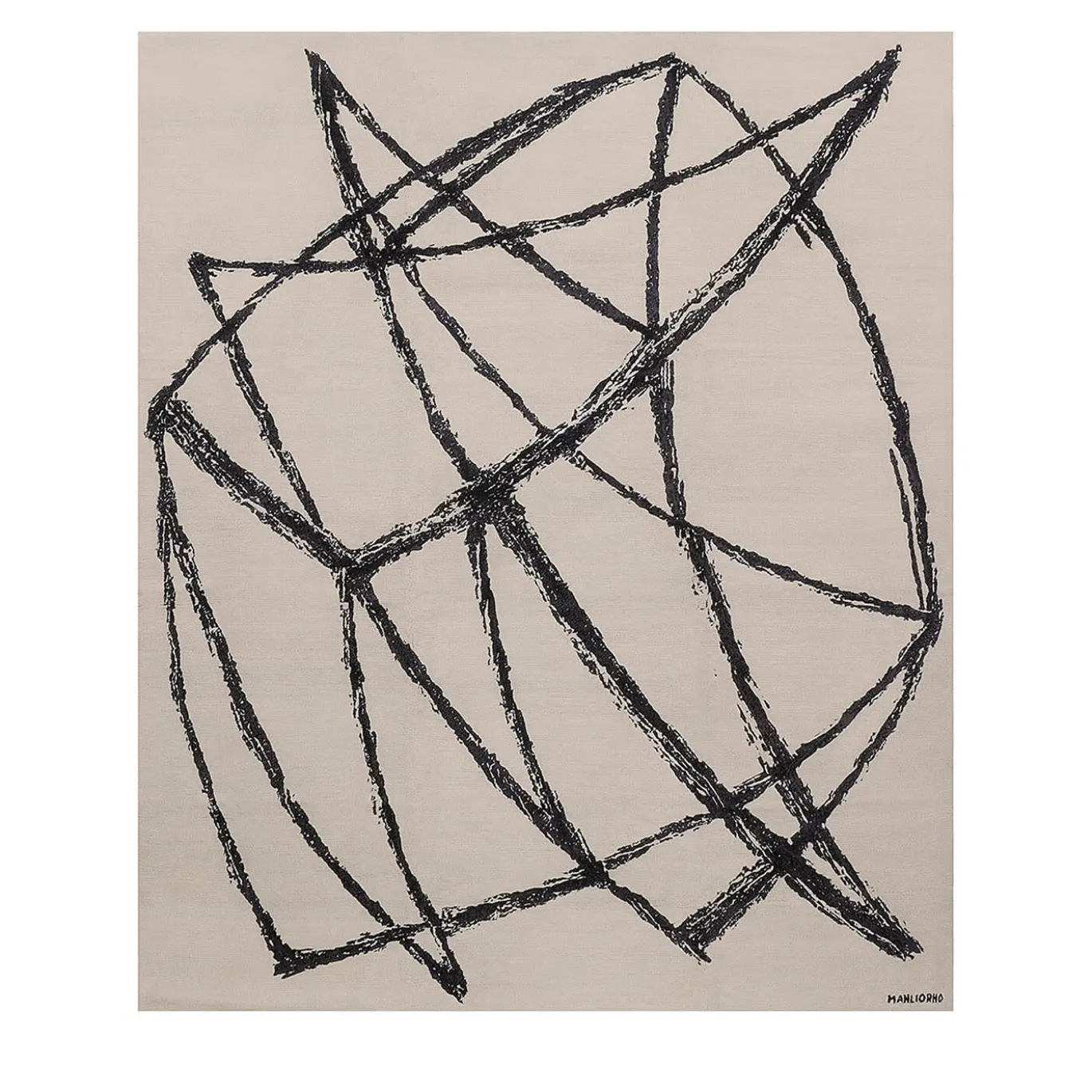 Composizione 1956 Tappeto astratto in lana bianco sporco di Manlio Rho