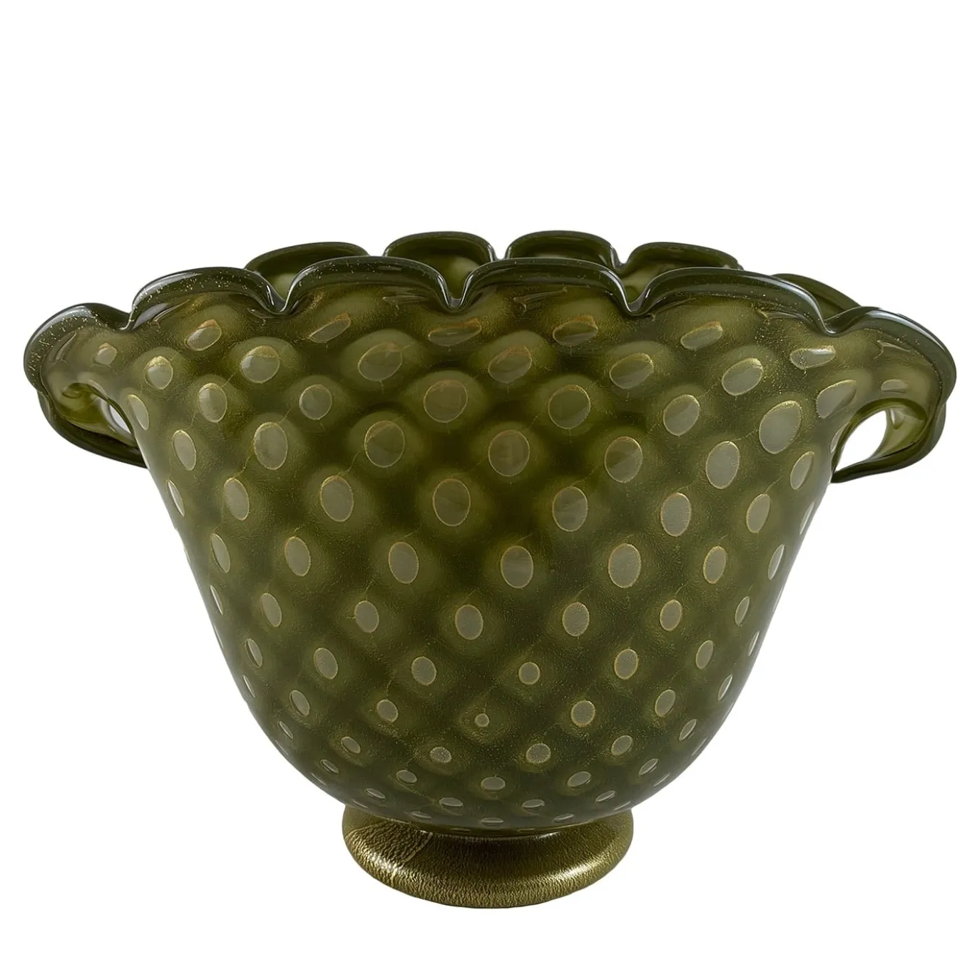 Conchiglia Vaso piccolo in vetro verde zoomorfo