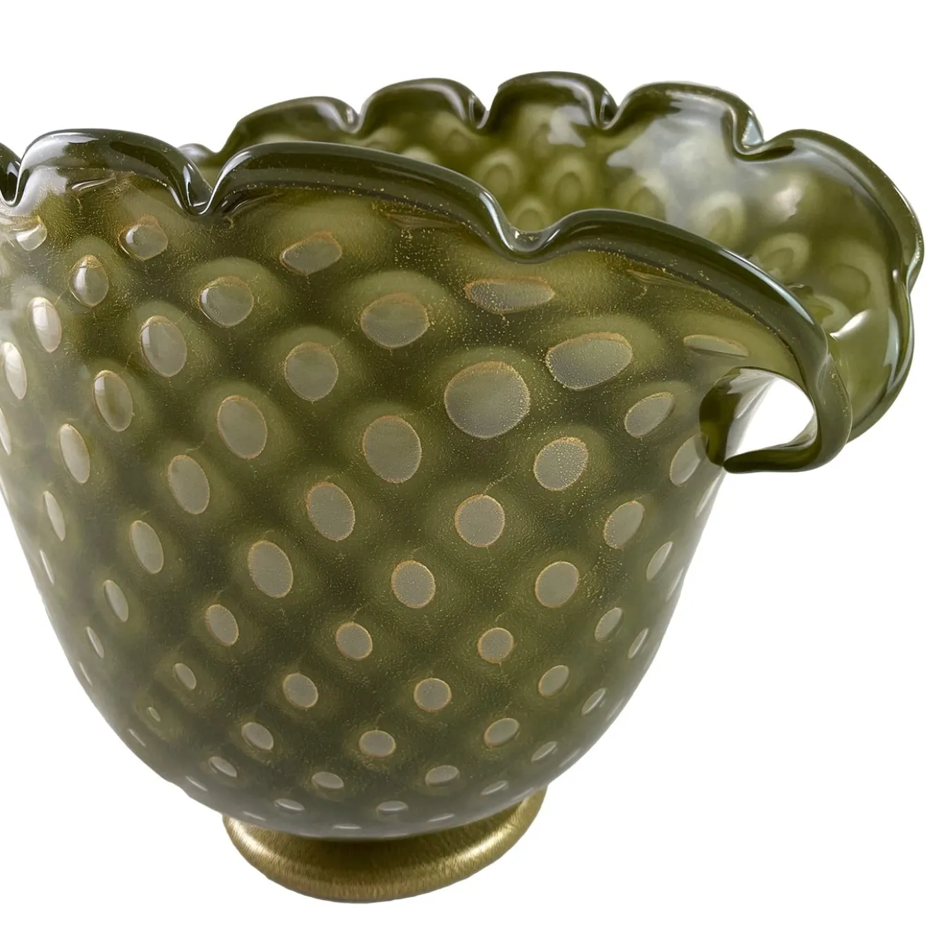 Conchiglia Vaso piccolo in vetro verde zoomorfo