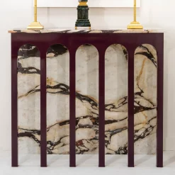 CONSOLE AD ARCO IN MARMO BRECCIA ONICIATA