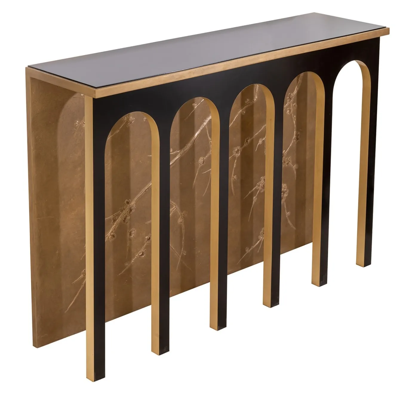 CONSOLE AD ARCO NERA E ORO