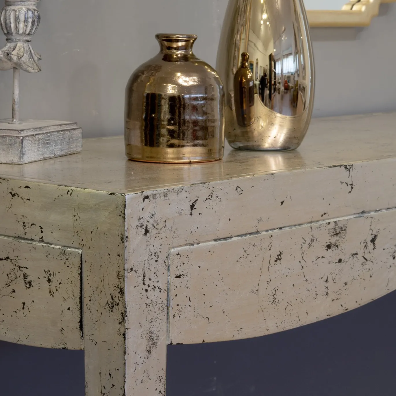 Console Art Deco Tecla in Foglia d'Argento