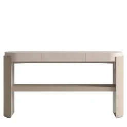 Console beige con piano in pelle