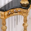 Console dorata e nera in stile Luigi XVI