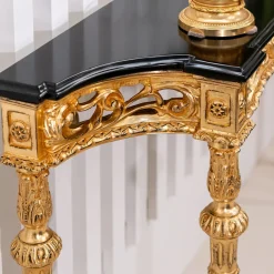 Console dorata e nera in stile Luigi XVI